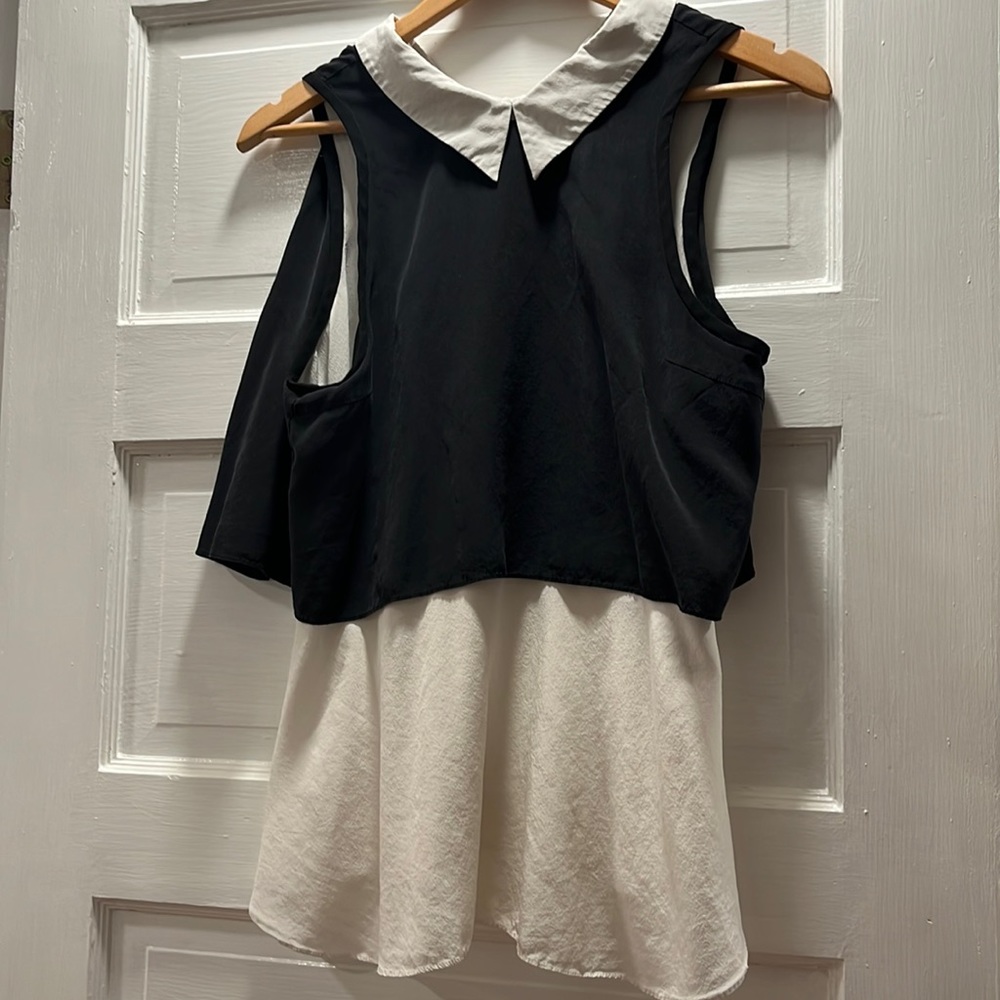 Classic black and white silk Elizabeth and James blouse